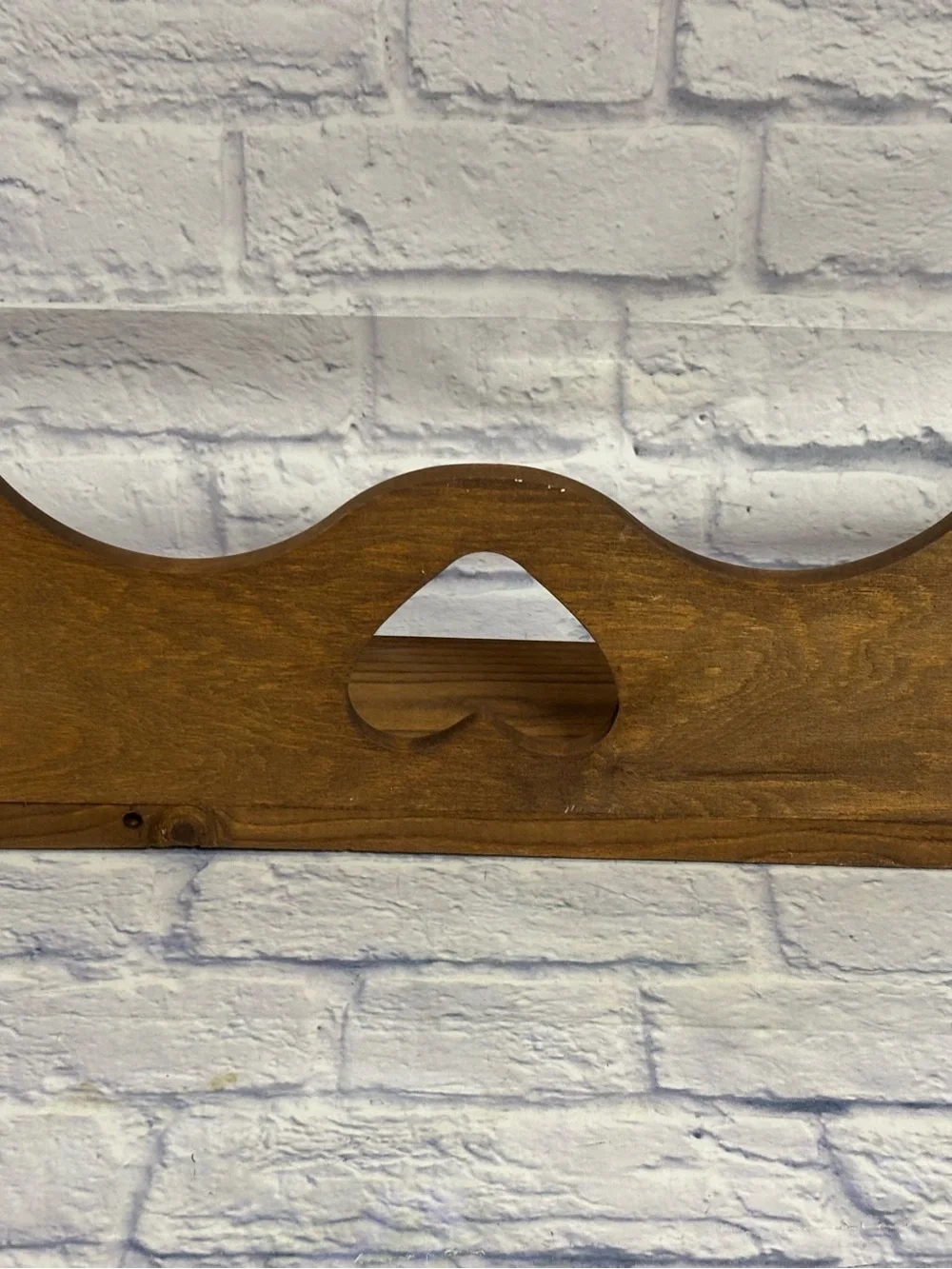 Vintage Wooden Wall Shelf • Heart Cutout • 24” • Primitive Peg Rack Cottage Core